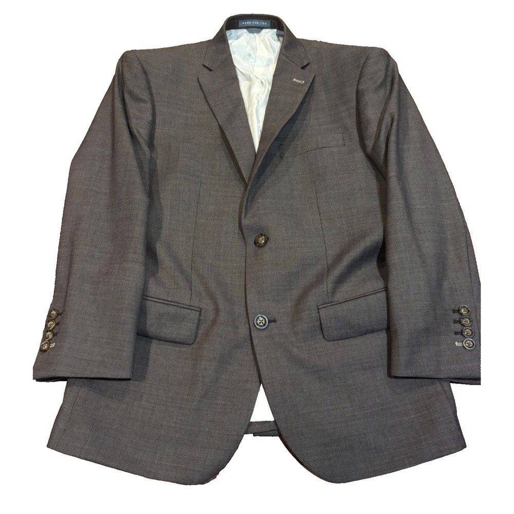 Indochino Newberry 98 Brown‎ plaid Wool Blazer Sport Coat like new, made in 2025